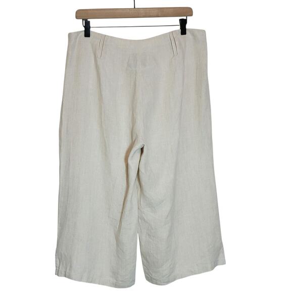 In The Wash Linen Gaucho Pant Wide Leg Natural Beige Coastal Boho Chic Casual 12 - Picture 6 of 12